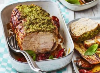 Rôti de veau au pesto Rôti de veau au pesto roquette-basilic, légumes d’été braisés