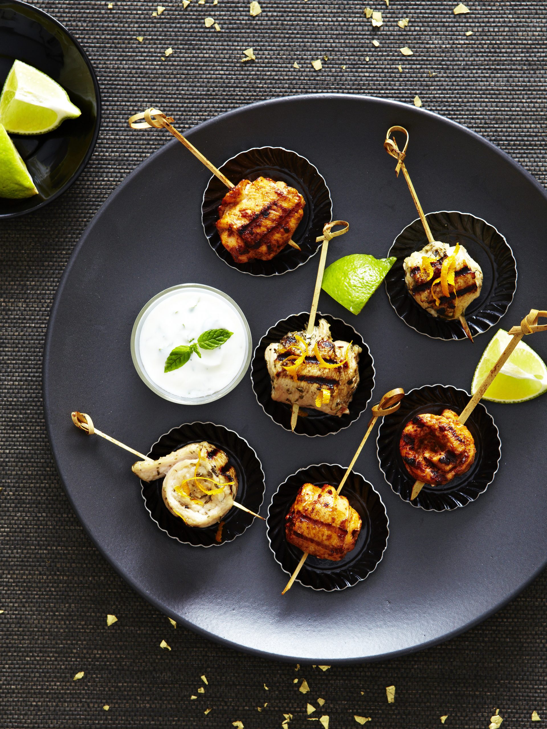 Duo de brochettes de dinde orange et épices tandoori