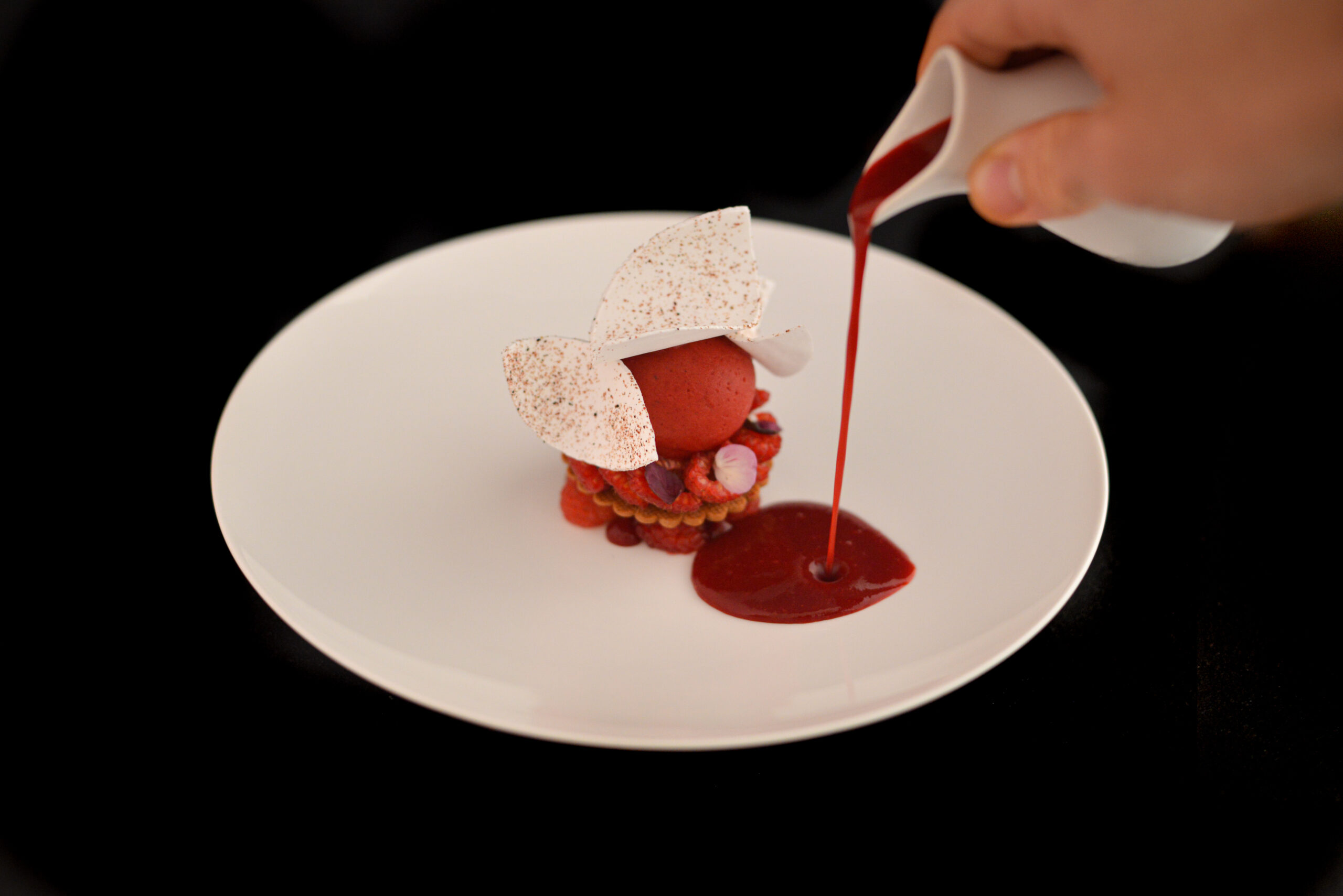 Dessert framboise et piment d’espelette