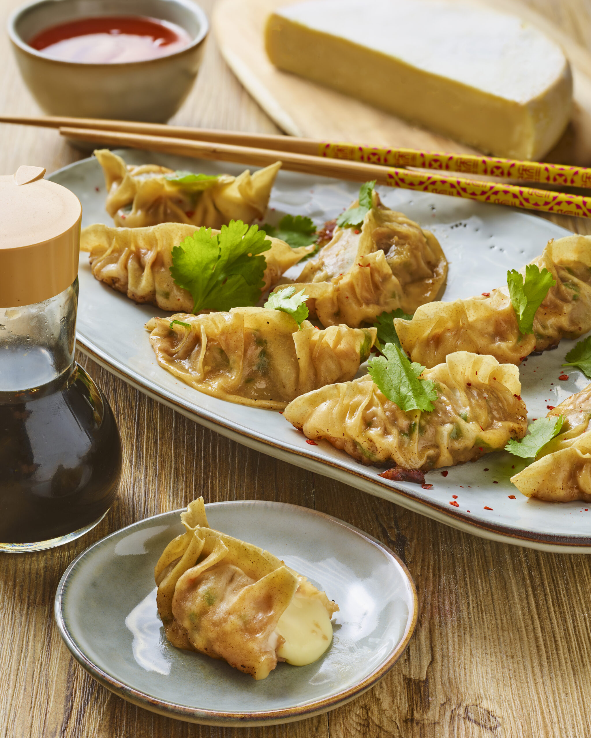 Gyozas au Reblochon et au porc caramélisé